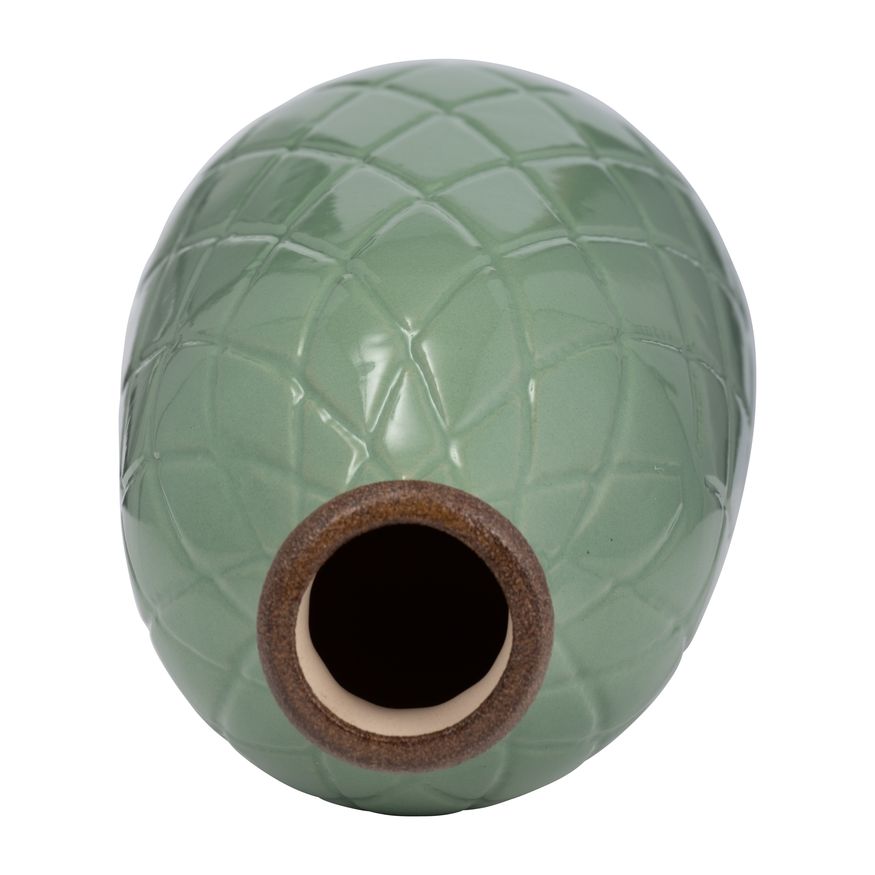 Sagebrook 9" Ceramic Plaid Textured Vase - Dark Sage