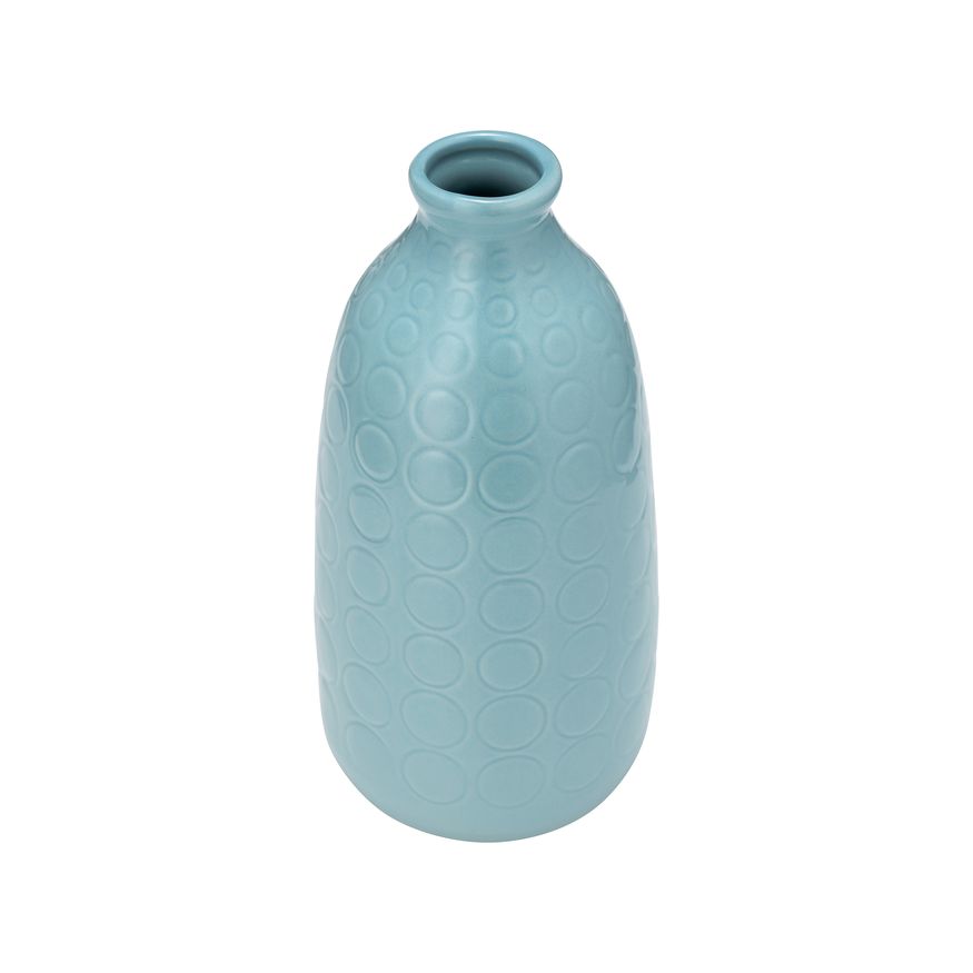 Sagebrook 9" Ceramic Circles Vase - Aqua Haze