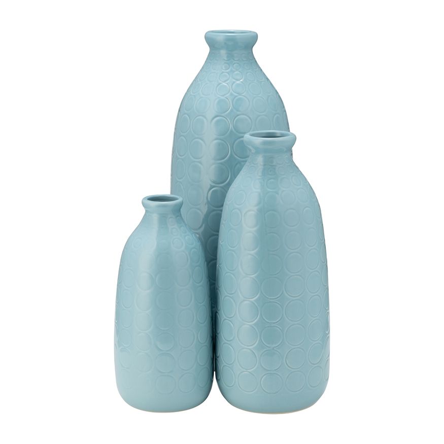 Sagebrook 9" Ceramic Circles Vase - Aqua Haze