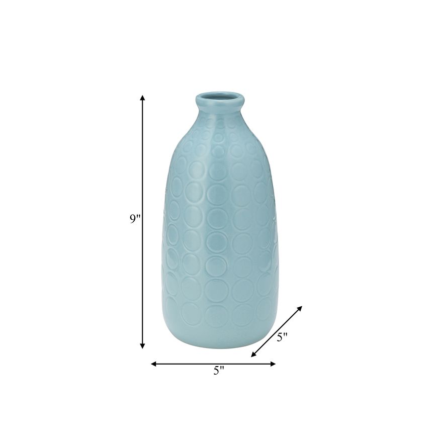 Sagebrook 9" Ceramic Circles Vase - Aqua Haze