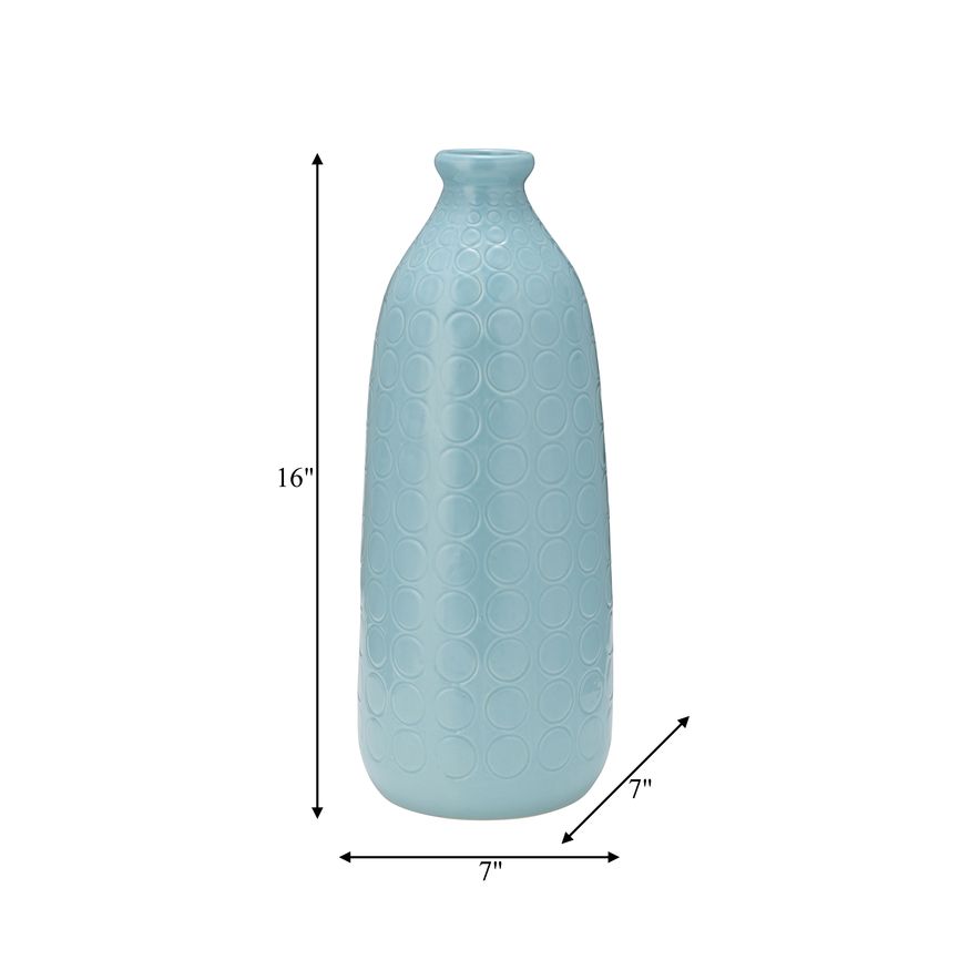 Sagebrook 16" Ceramic Circles Vase - Aqua Haze