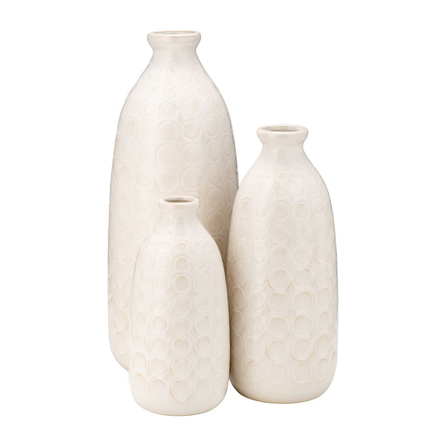 Sagebrook 9" Ceramic Circles Vase - Beige