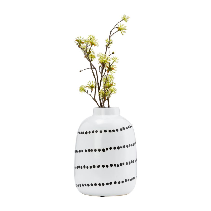 Sagebrook 9" Ceramic Spiral Dot Flower Vase - White/Black