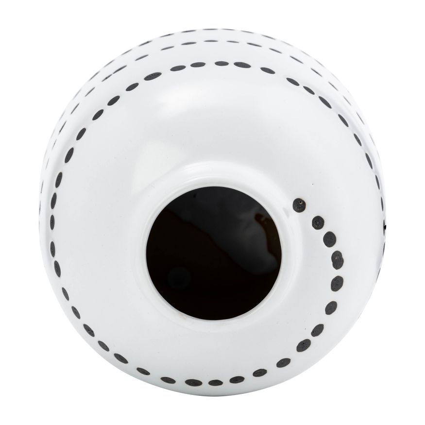 Sagebrook 9" Ceramic Spiral Dot Flower Vase - White/Black