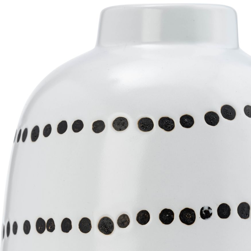 Sagebrook 9" Ceramic Spiral Dot Flower Vase - White/Black