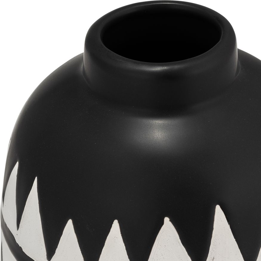 Sagebrook 9" Ceramic Tribal Flower Vase - Black/White