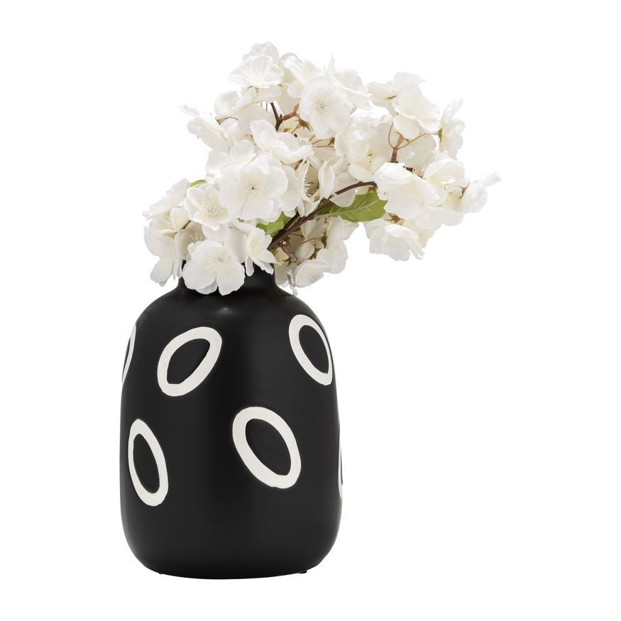 Sagebrook 9" Ceramic Funky Bubble Flower Vase - Black/White