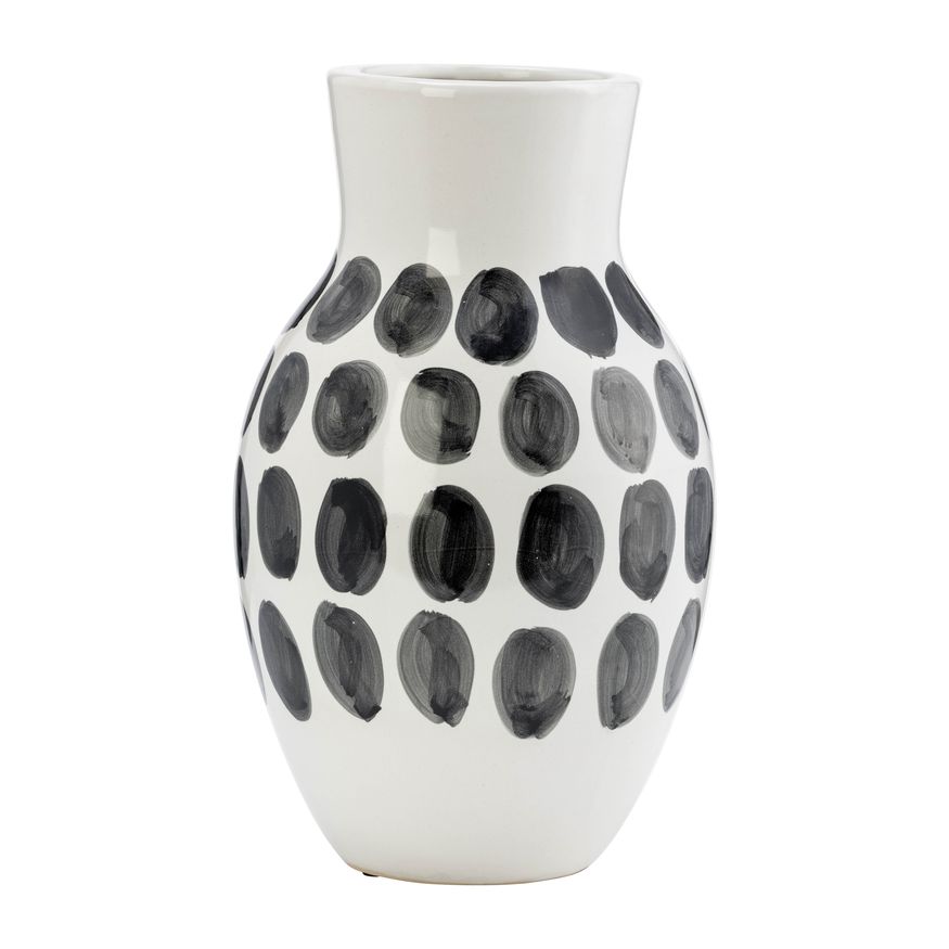 Sagebrook 10" Ceramic Black Polk-a-dot Flower Vase