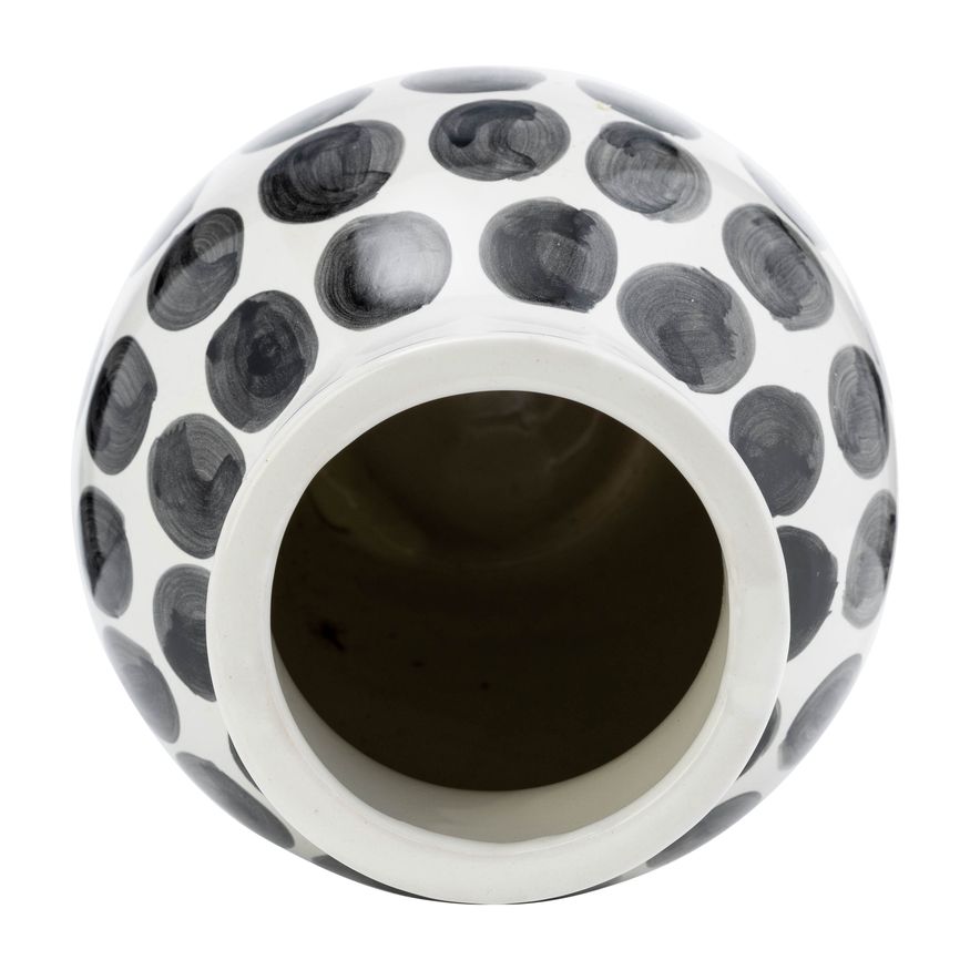 Sagebrook 10" Ceramic Black Polk-a-dot Flower Vase - White