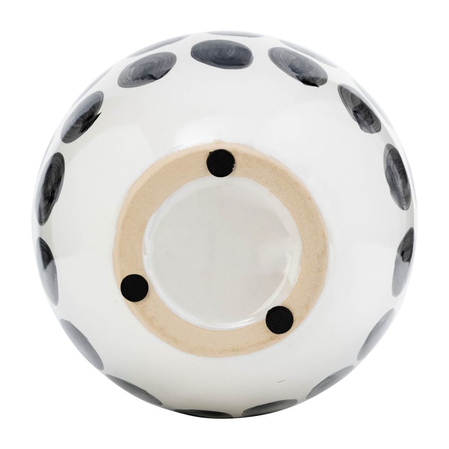 Sagebrook 10" Ceramic Black Polk-a-dot Flower Vase - White