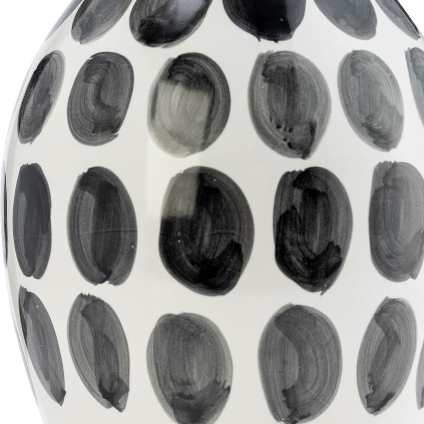 Sagebrook 10" Ceramic Black Polk-a-dot Flower Vase - White