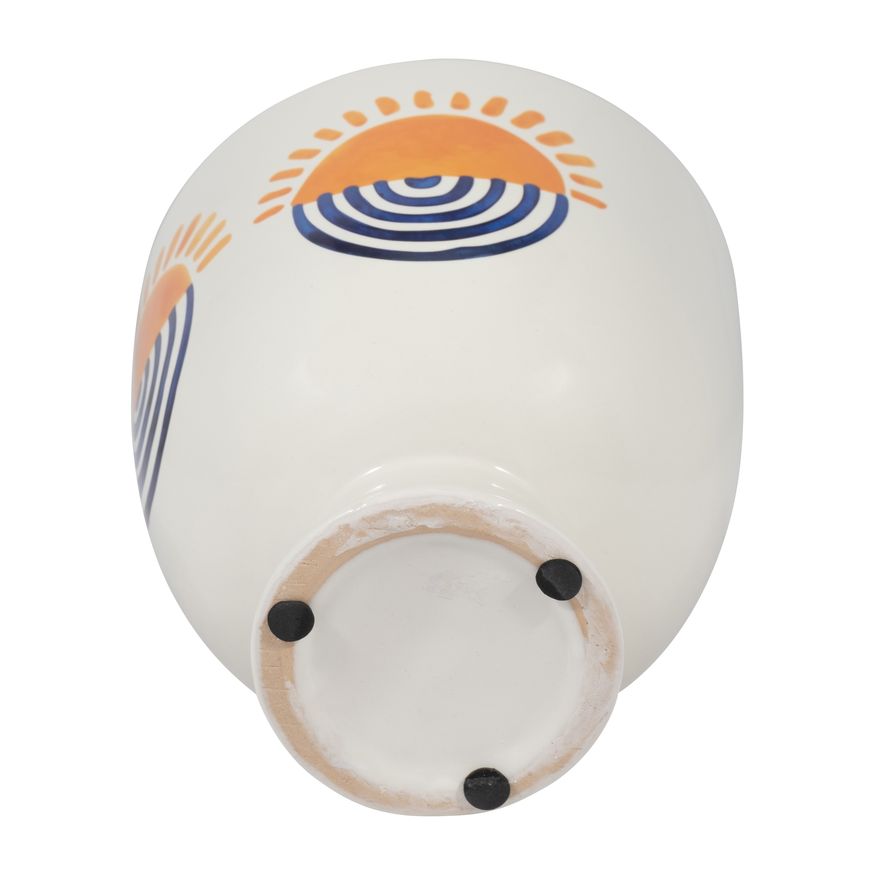 Sagebrook - 7" Ceramic Sunrise Eyes Flower Vase in White/Orange/Blue