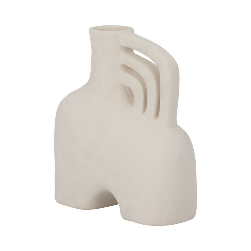 Sagebrook 8" Ceramic Rough Triple Handle Vase - Cotton