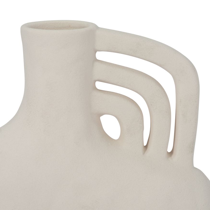 Sagebrook 8" Ceramic Rough Triple Handle Vase - Cotton