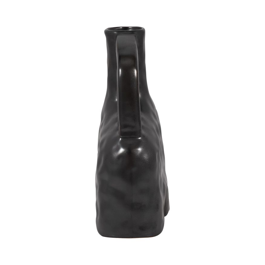 Sagebrook™ 8" Ceramic Metallic Triple Handle Vase - Black