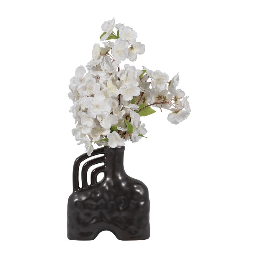 Sagebrook™ 8" Ceramic Metallic Triple Handle Vase - Black