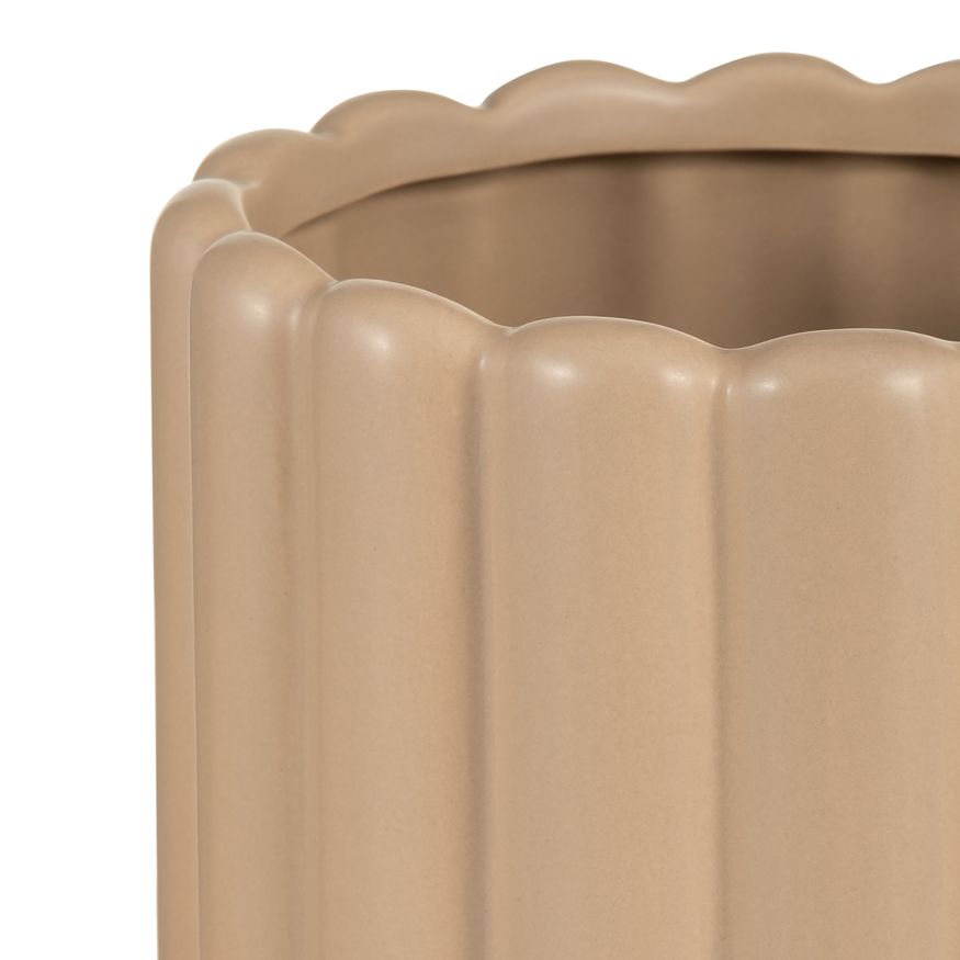 Sagebrook 10"/13" Ceramic Ribbed Vases (Set Of 2) - Irish Cream