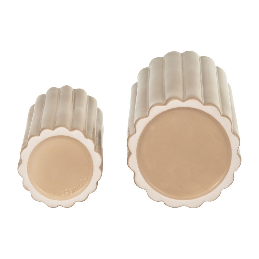 Sagebrook 10"/13" Ceramic Ribbed Vases (Set Of 2) - Irish Cream