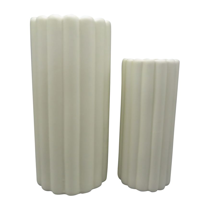 Sagebrook 10"/13" Ceramic Ribbed Vases (Set Of 2)