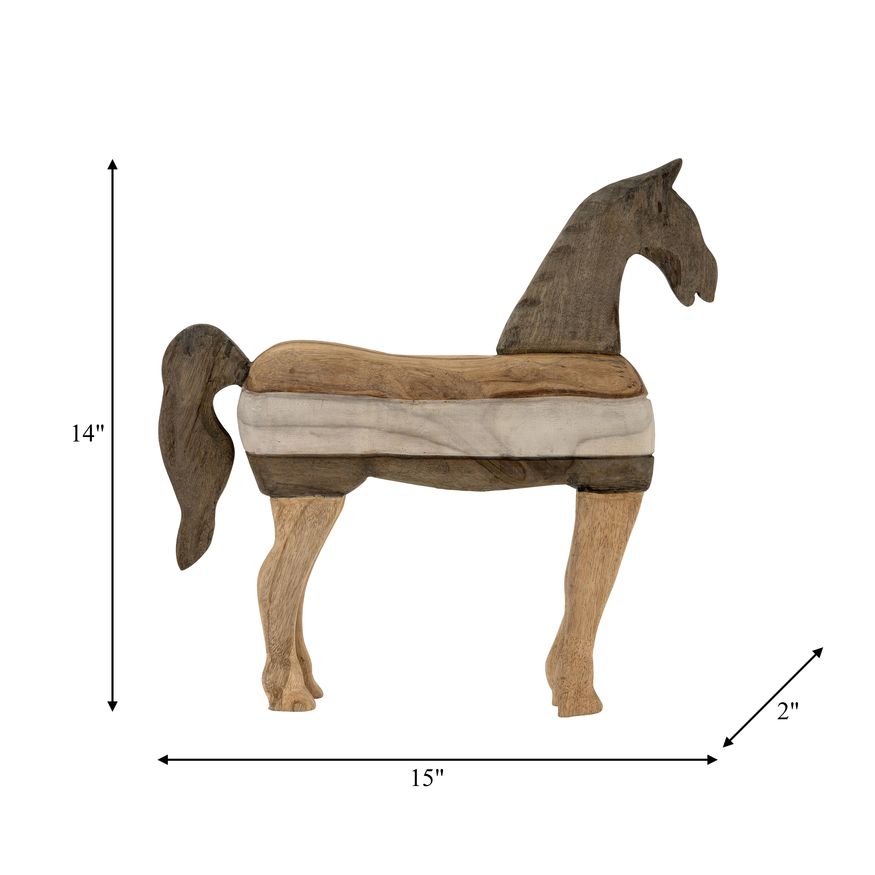 Sagebrook 15" Mango Wood Horse Sculputure - Dark Brown