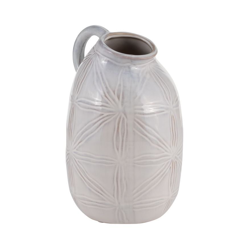 Sagebrook - 8" Ceramic Tribal Pitcher in Ivory