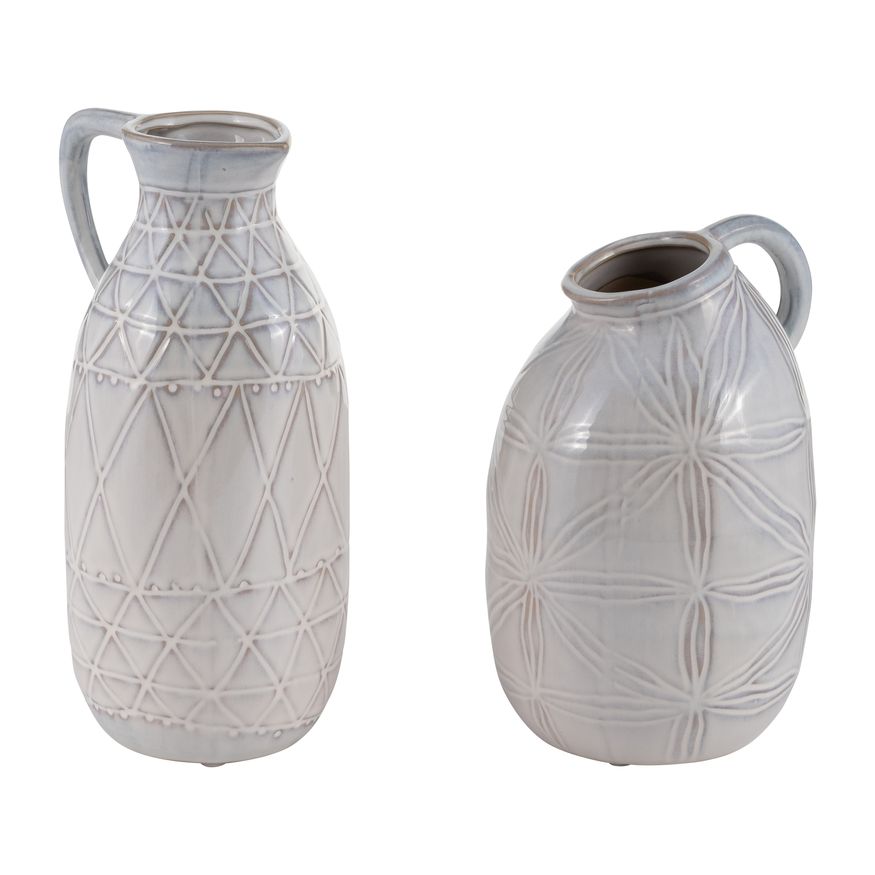 Sagebrook - 8" Ceramic Tribal Pitcher in Ivory