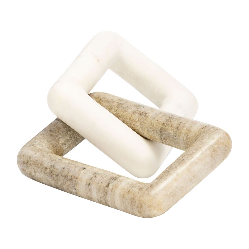 Sagebrook - 10" Marble 2 Square Links in White/Onyx