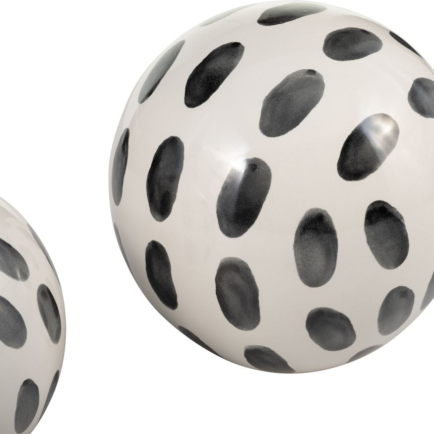 Sagebrook - 4"/5"/6" Ceramic Spotted Orbs (Set Of 3) in Black/White