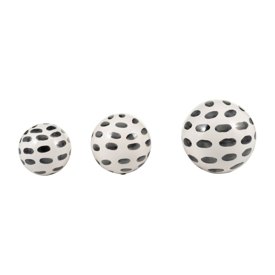 Sagebrook - 4"/5"/6" Ceramic Spotted Orbs (Set Of 3) in Black/White