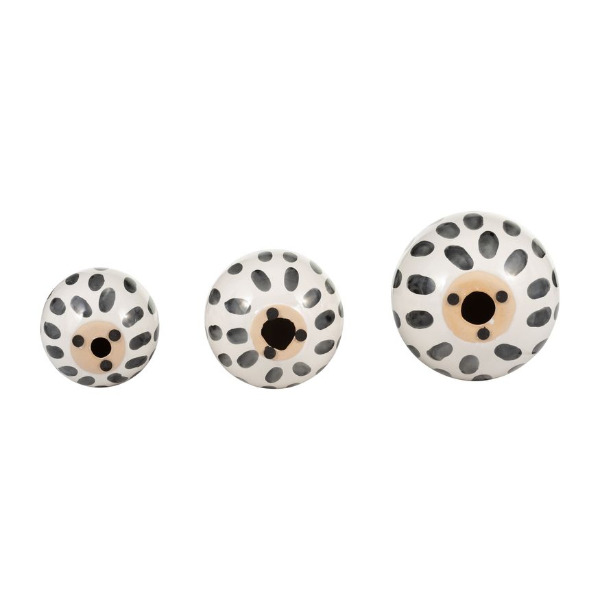 Sagebrook - 4"/5"/6" Ceramic Spotted Orbs (Set Of 3) in Black/White