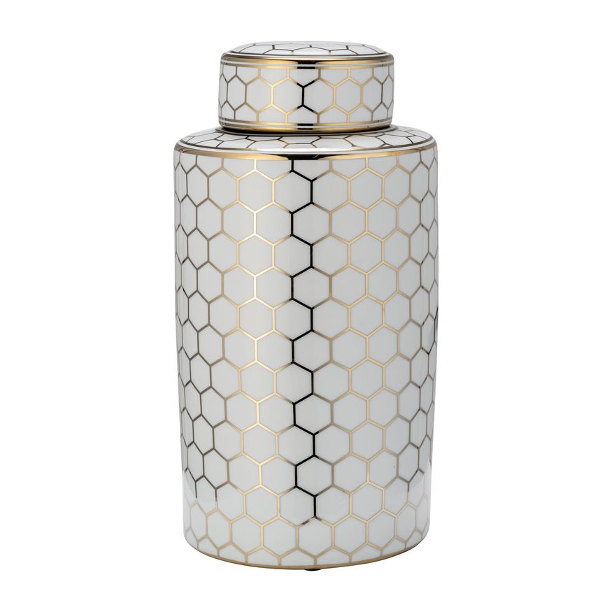 Sagebrook 16" Ceramic Honeycomb Jar With Lid