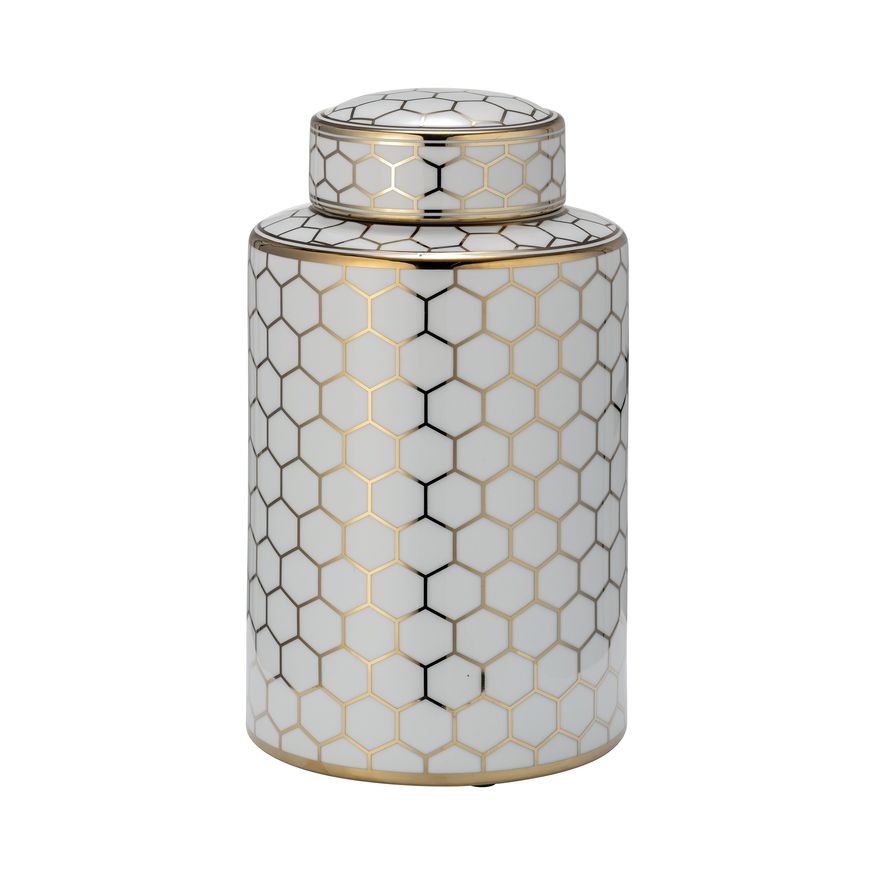 Sagebrook 16" Ceramic Honeycomb Jar With Lid