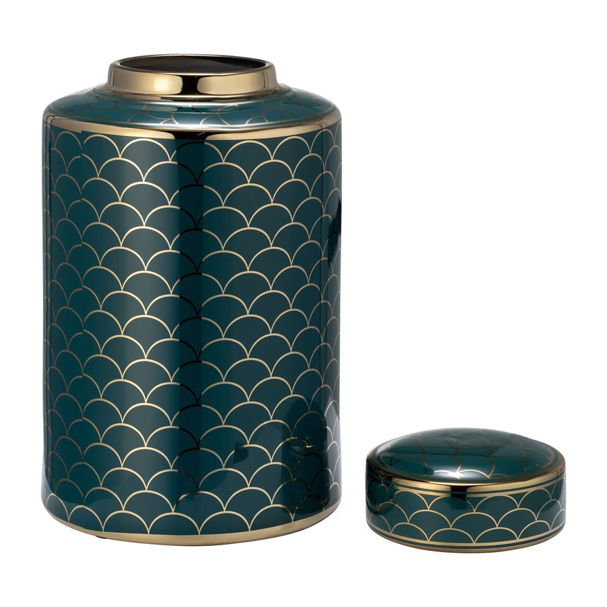 Sagebrook 12" Ceramic Crackle Jar With Lid - Gold