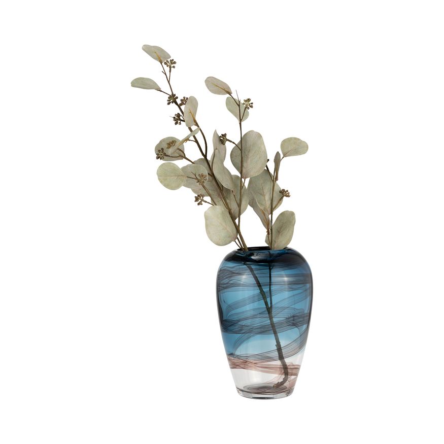 Sagebrook 9" Glass Swirl Vase - Blue