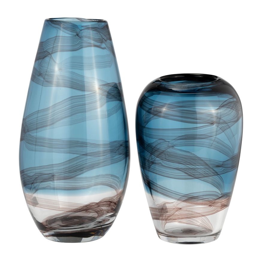 Sagebrook 9" Glass Swirl Vase - Blue