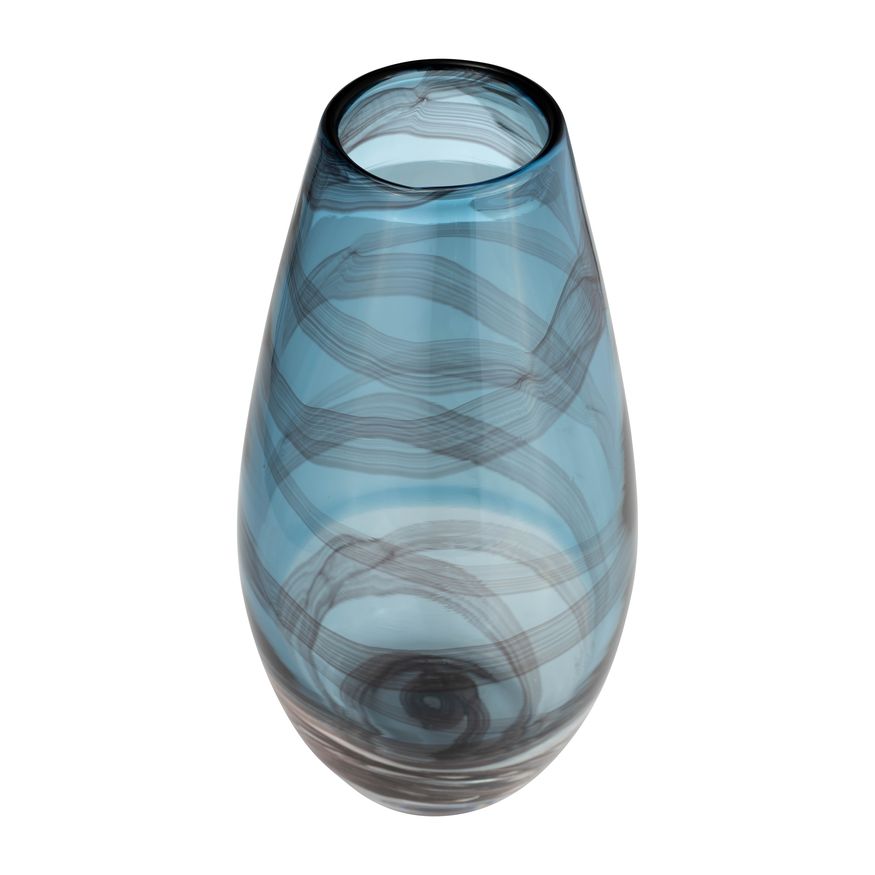 Sagebrook 13" Glass Swirl Vase - Blue