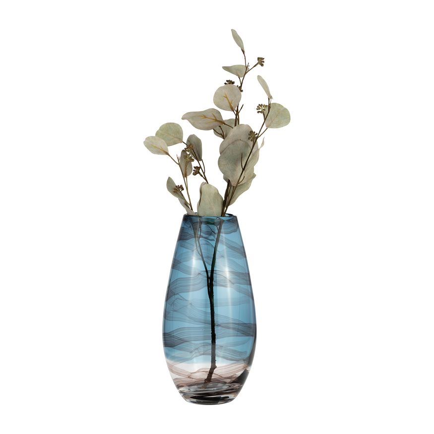 Sagebrook 13" Glass Swirl Vase - Blue