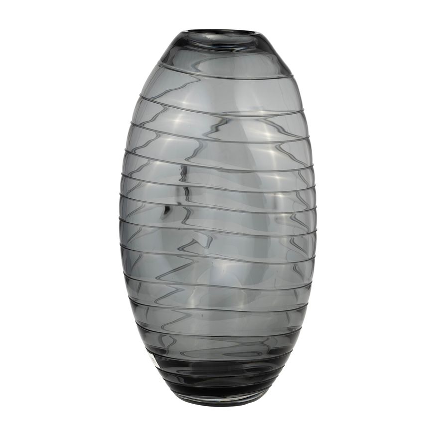 Sagebrook 14" Glass Pinched Vase - Smoke