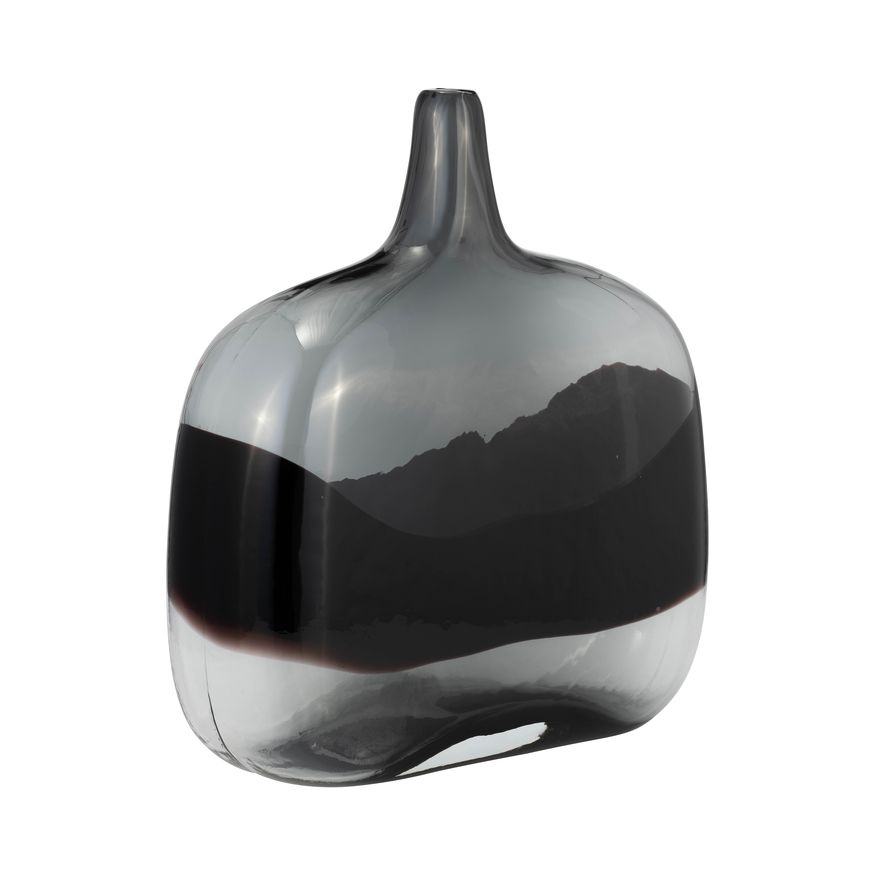 Sagebrook - 12" Glass 2-tone Vase in Smoke/Black