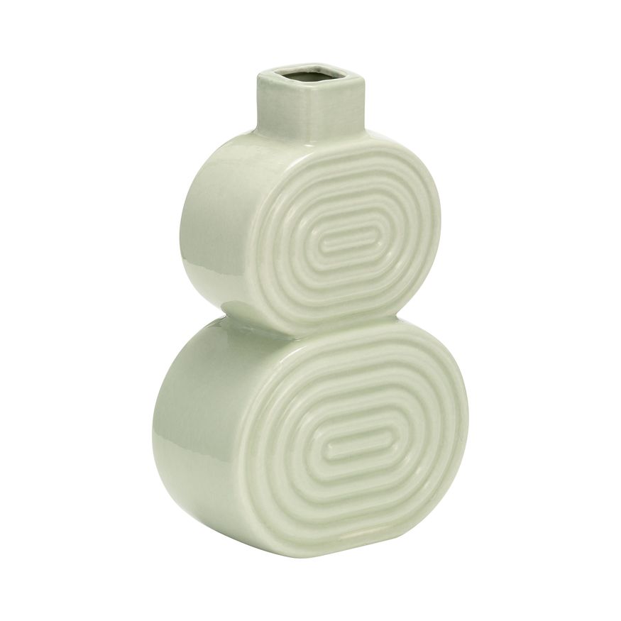 Sagebrook™ 10" Ceramic Stacked Circles Vase - Cucumber