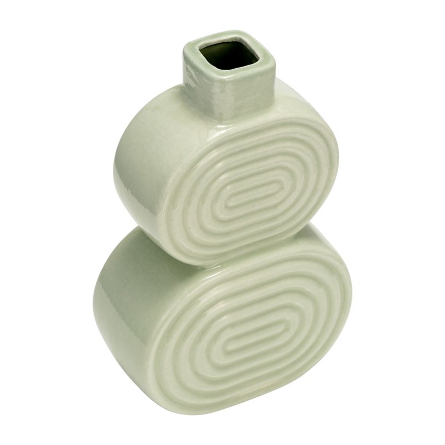 Sagebrook™ 10" Ceramic Stacked Circles Vase - Cucumber