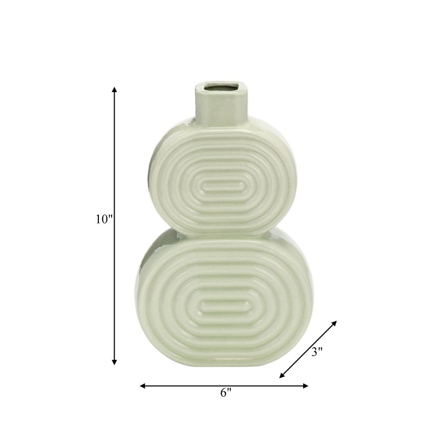 Sagebrook™ 10" Ceramic Stacked Circles Vase - Cucumber