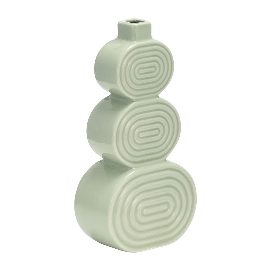 Sagebrook 12" Ceramic Stacked Circles Vase - Cucumber