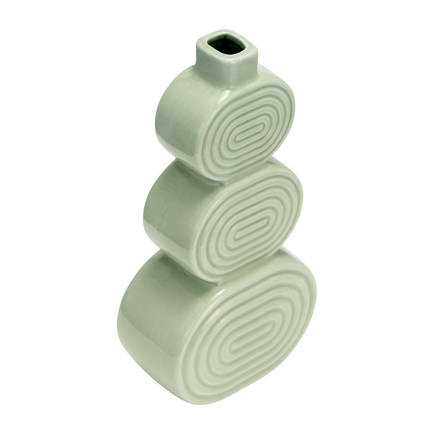 Sagebrook 12" Ceramic Stacked Circles Vase - Cucumber