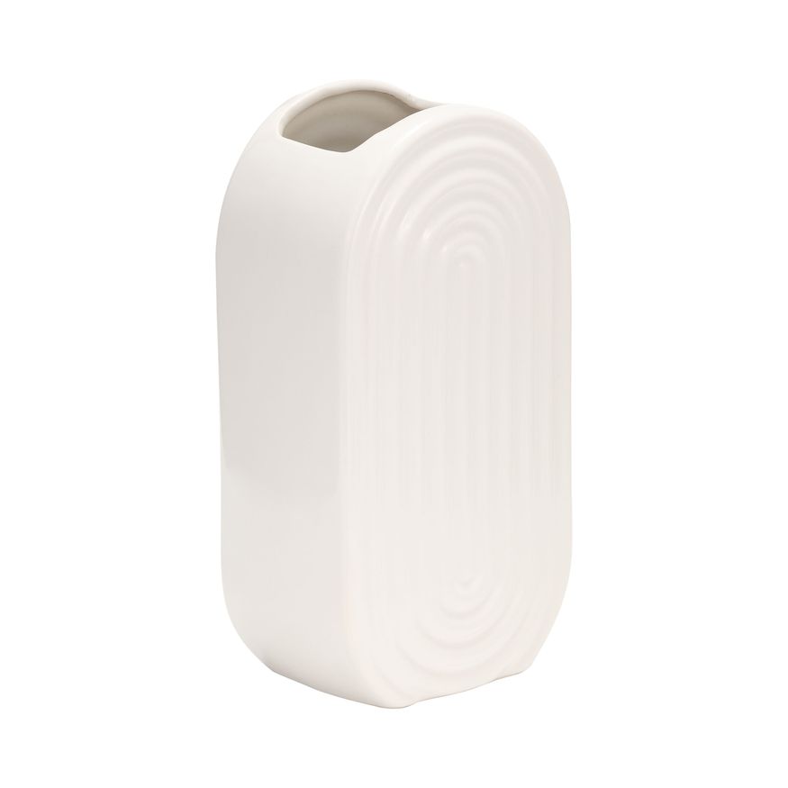 Sagebrook™ 9" Ceramic Oval Ridged Vase - White