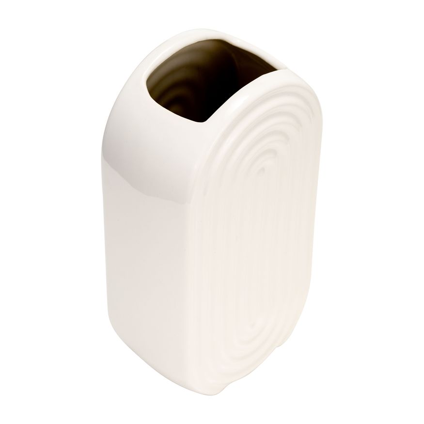 Sagebrook™ 9" Ceramic Oval Ridged Vase - White