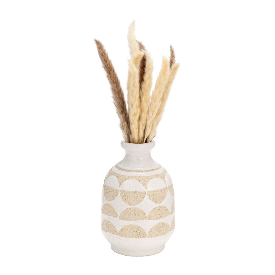 Sagebrook™ 10" Ceramic Half Circles Vase - Ivory