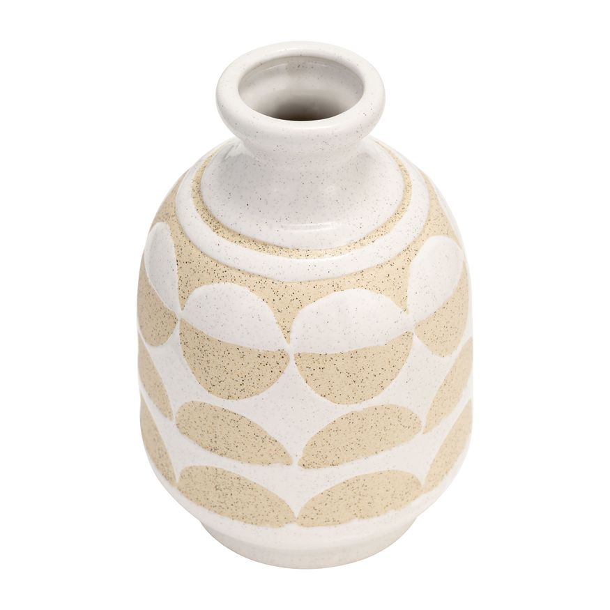 Sagebrook™ 10" Ceramic Half Circles Vase - Ivory