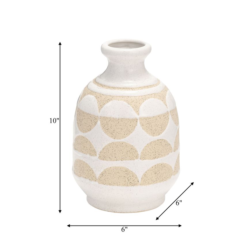 Sagebrook™ 10" Ceramic Half Circles Vase - Ivory