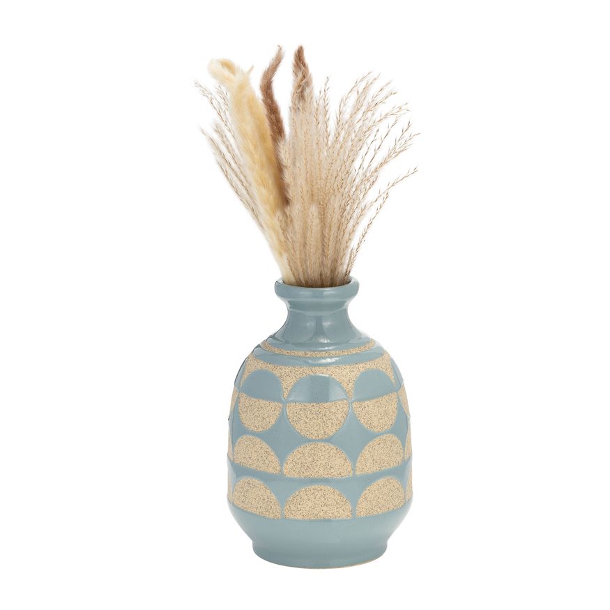 Sagebrook™ 10" Ceramic Half Circles Vase - Cameo Blue